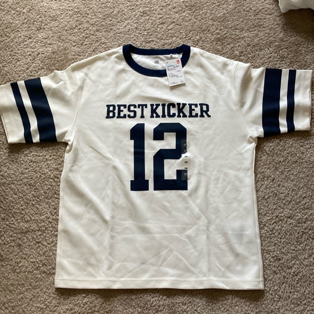 Uniqlo Kids White and Navy Graphic Tee